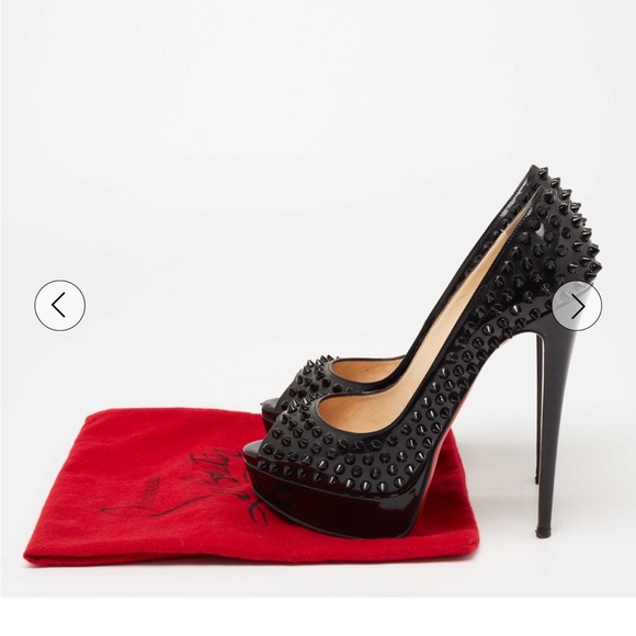 Christian Louboutin Leather Lady Peep spike peep toe platform pumps - Picture 2 of 9